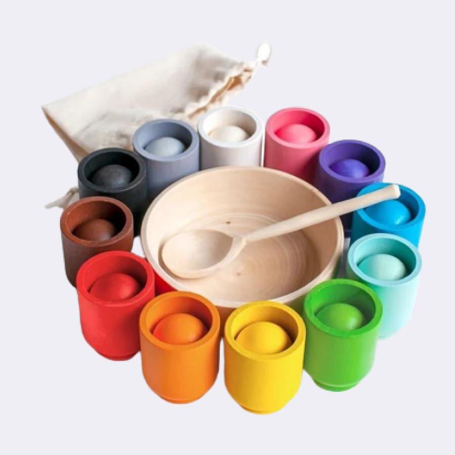 Waldorf Erziehung, Waldorf Spielzeug, Holzspielzeug Für Kinder - Bunte Sortierbecher Unisex Multicolor ONE SIZE von Activity-board