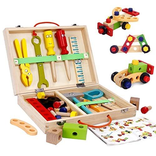 Activity-board - Werkzeugkoffer Kinder Spielzeug Holzspielzeug Werkzeug Werkbank Koffer Kinderspielzeug, One Size, Multicolor von Activity-board