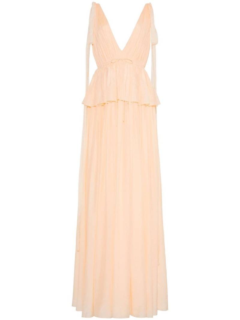 Adam Lippes Dendur ruffled V-neck gown - Neutrals von Adam Lippes