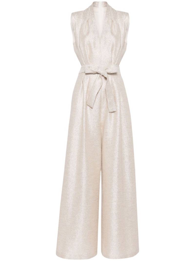 Adam Lippes Nansi belted metallic-tweed jumpsuit - Silver von Adam Lippes