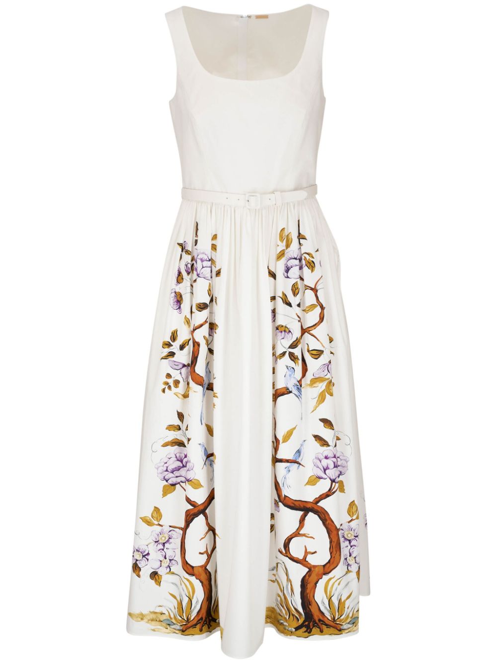 Adam Lippes Tree of Life-print cotton poplin midi dress - White von Adam Lippes