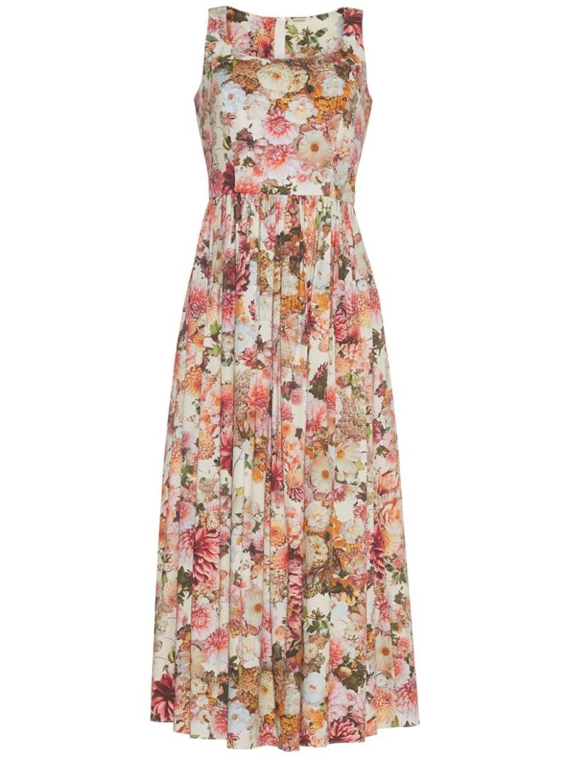 Adam Lippes floral-print poplin midi dress - White von Adam Lippes