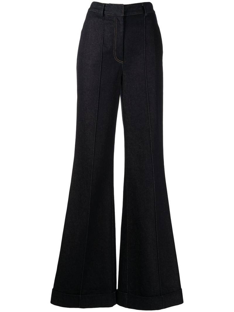 Adam Lippes high-waisted flared leg trousers - Blue von Adam Lippes