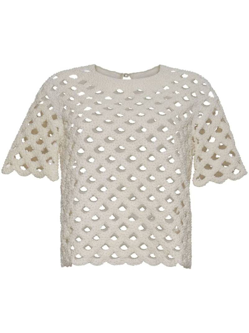 Adam Lippes open-knit faux-pearl blouse - Neutrals von Adam Lippes