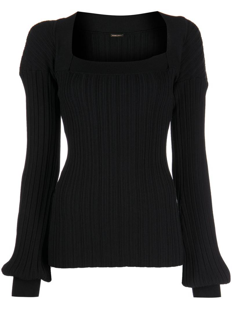 Adam Lippes square-neck long-sleeved knitted top - Black von Adam Lippes