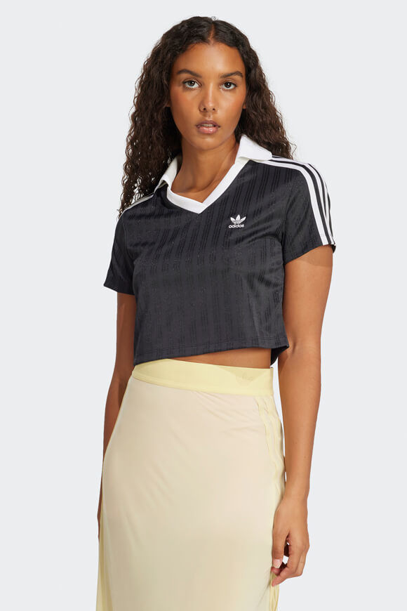 Adidas Originals Crop Poloshirt | Black | Damen  | L von Adidas Originals