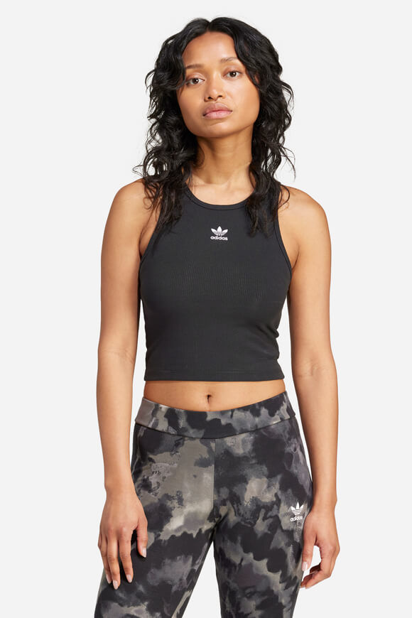 Adidas Originals Geripptes Crop Tanktop | Black | Damen  | L von Adidas Originals