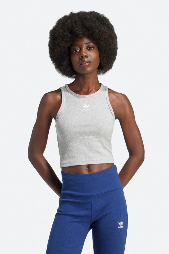 Adidas Originals Geripptes Crop Tanktop | Medium Grey Heather | Damen  | L von Adidas Originals