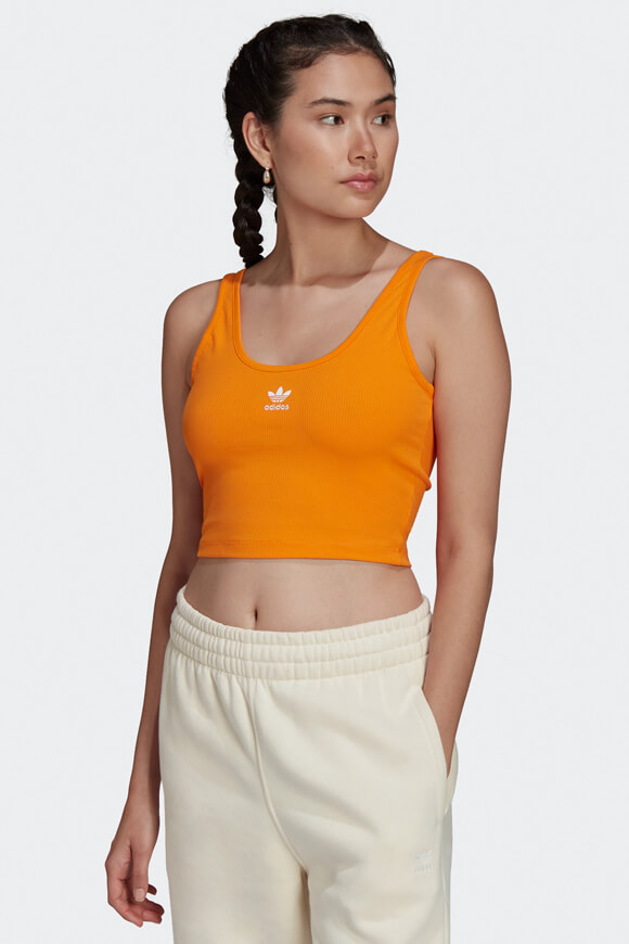 Adidas Originals Geripptes Crop Top | Bright Orange | Damen  | 32 von Adidas Originals