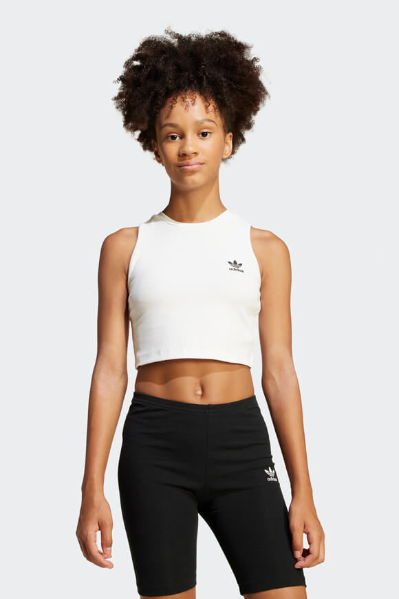 Adidas Originals Geripptes Crop Tanktop | Cloud White | Mädchen  | 140 von Adidas Originals