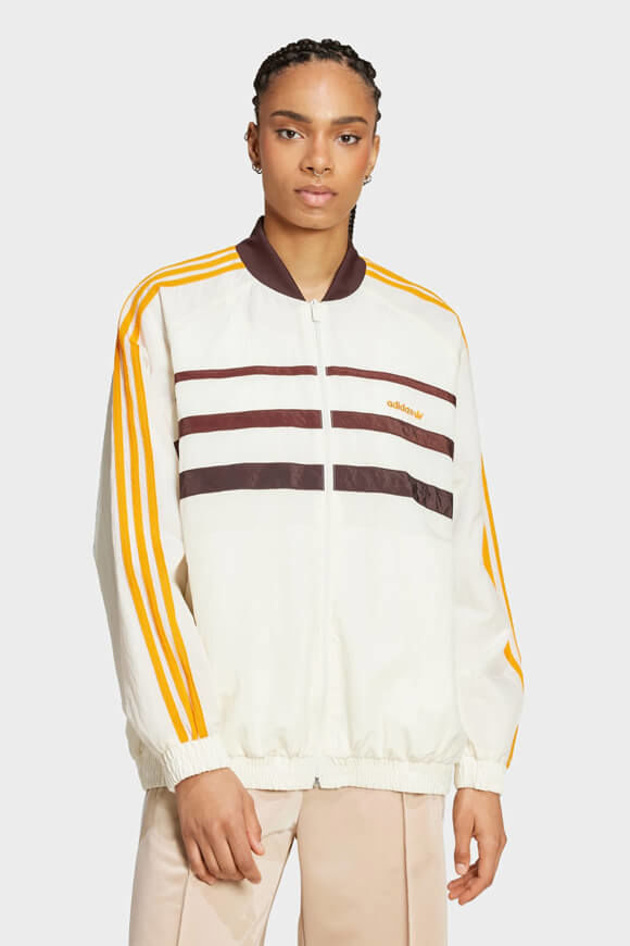 Adidas Originals Oversize Trainingsjacke | Offwhite + Shadow Brown | Damen  | XS von Adidas Originals