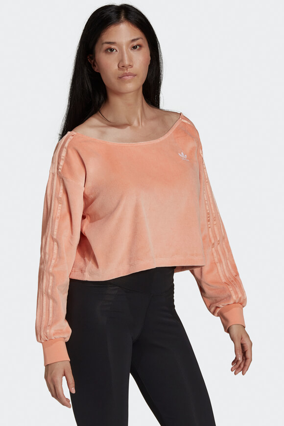 Adidas Originals Samt Crop Sweatshirt | Ambient Blush | Damen  | 32 von Adidas Originals