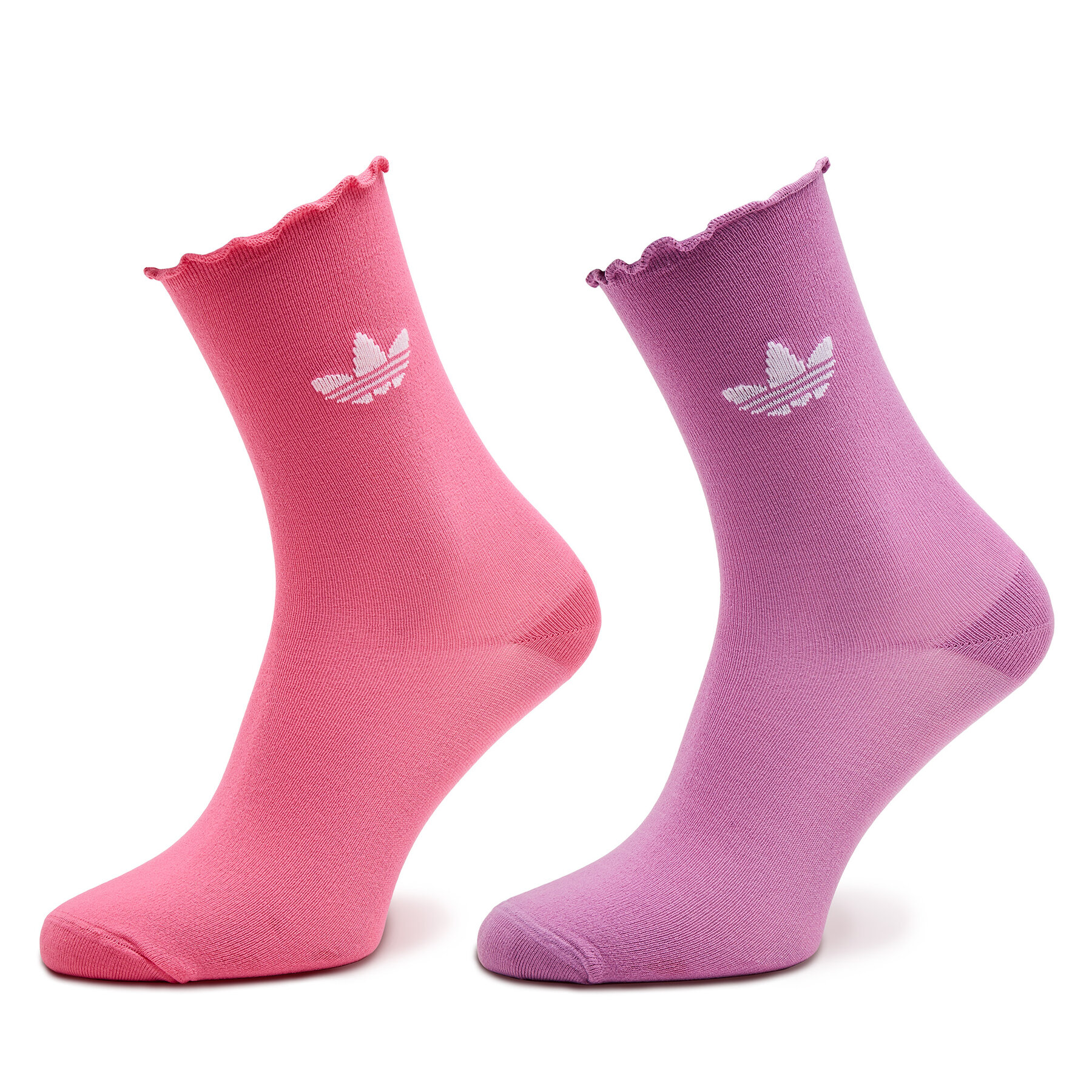 2er-Set hohe Damensocken adidas Semi-Sheer Ruffle IX7650 Rosa von Adidas