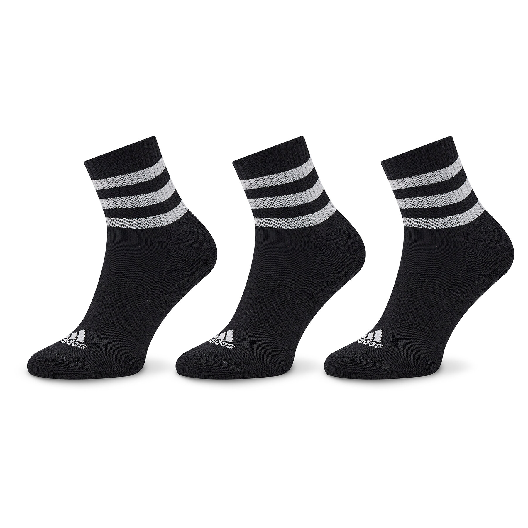 Niedrige Unisex Socken adidas 3-Stripes Cushioned Sportswear Mid-Cut Socks 3 Pairs IC1317 Schwarz von Adidas