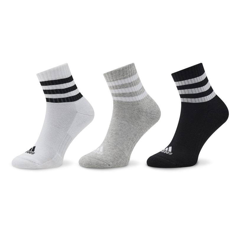 Niedrige Unisex Socken adidas 3-Stripes Cushioned Sportswear Mid-Cut Socks 3 Pairs IC1318 Grau von Adidas