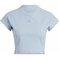 ADIDAS Damen T-Shirt Lounge Ribbed Crop hellblau | L von Adidas