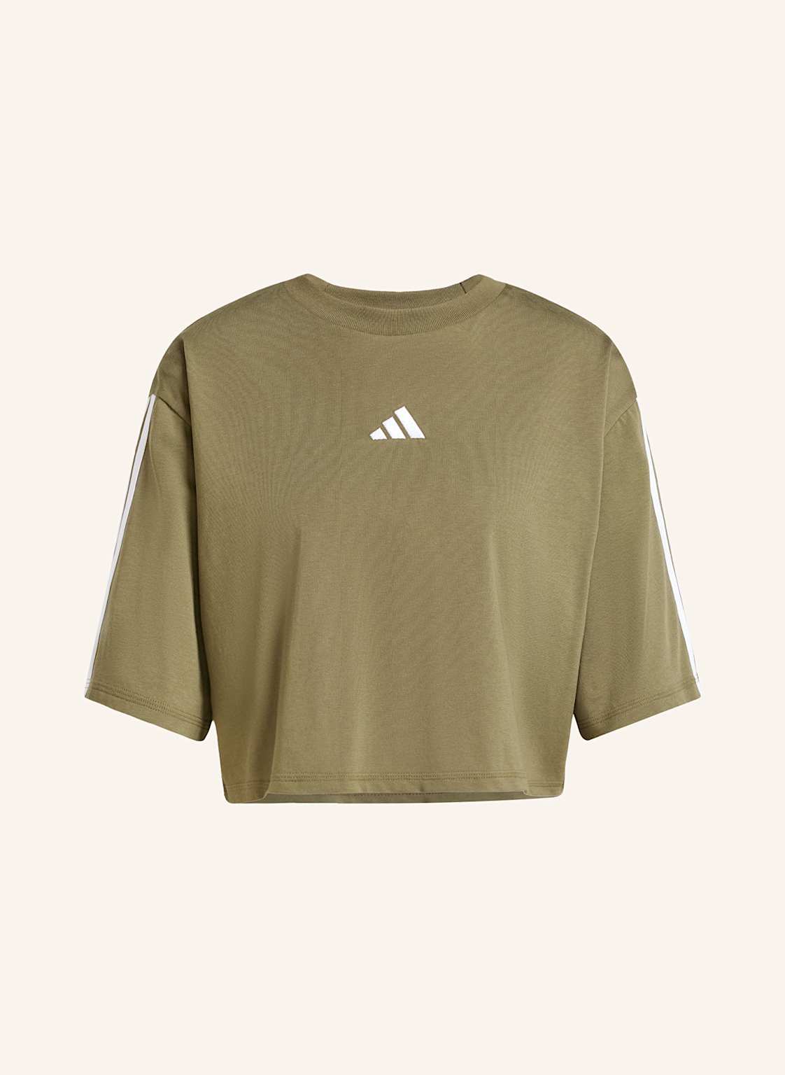 Adidas Cropped-Shirt Essentials 3-Streifen gruen Adidas Cropped-Shirt Essentials 3-Streifen gruen von Adidas