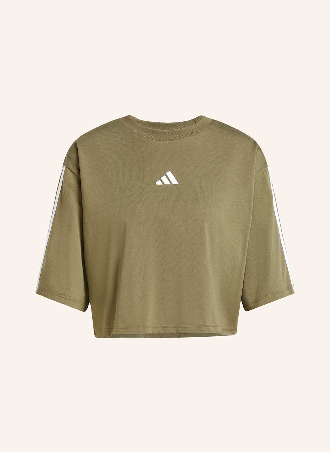 Adidas Cropped-Shirt Essentials 3-Streifen gruen von Adidas