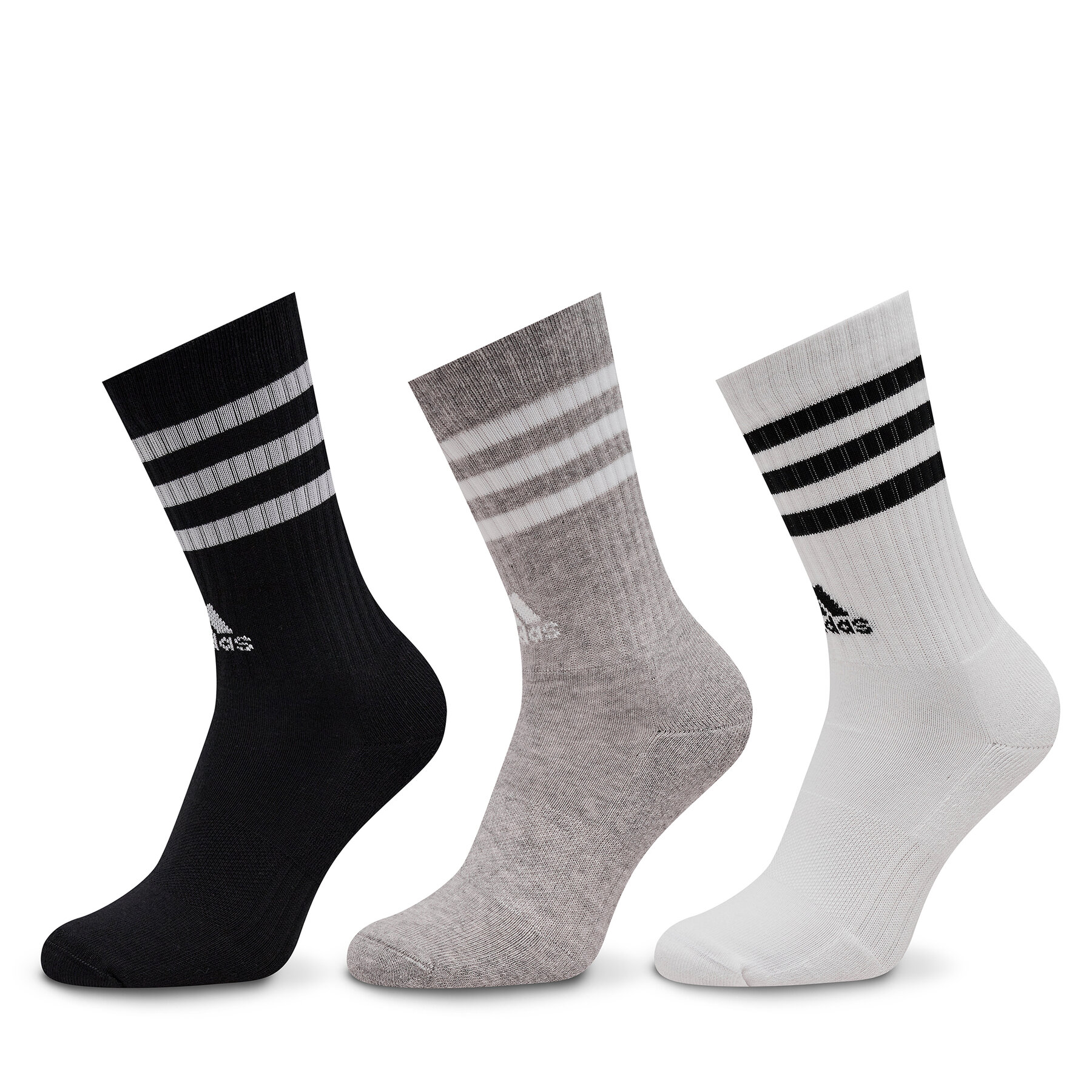 Hohe Unisex-Socken adidas 3-Stripes Cushioned Crew Socks 3 Pairs IC1323 Grau von Adidas