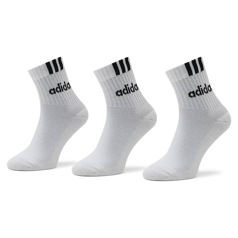 Hohe Unisex-Socken adidas 3-Stripes Linear Half-Crew Cushioned Socks 3 Pairs HT3437 Weiß von Adidas