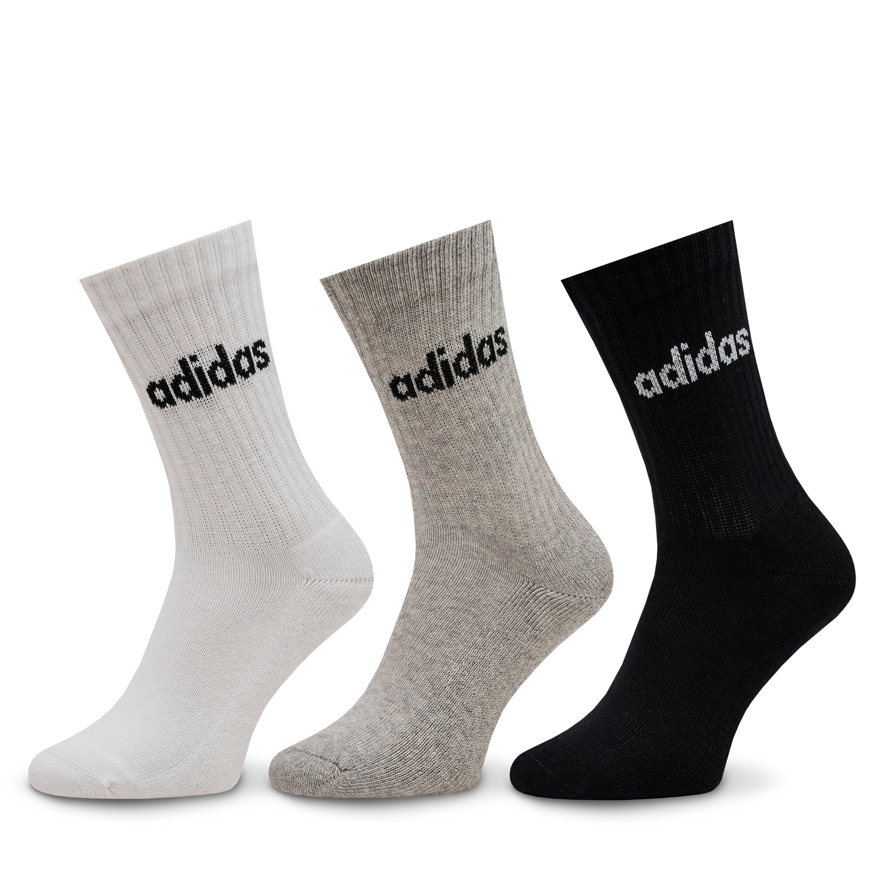 Hohe Unisex-Socken adidas Linear Crew Cushioned Socks 3 Pairs IC1302 Grau von Adidas