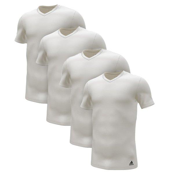 adidas 4er Pack Active Flex Cotton 3 Stripes - Unterhemd Shirt Kurzarm Herren Weiss S von Adidas