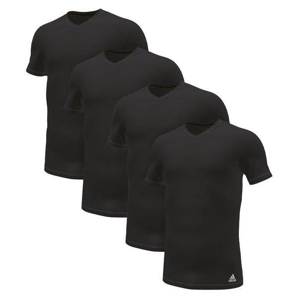 adidas 4er Pack Active Flex Cotton 3 Stripes - Unterhemd Shirt Kurzarm Herren Schwarz XXL von Adidas