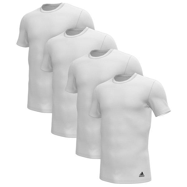 adidas 4er Pack Active Flex Cotton 3 Stripes - Unterhemd Shirt Kurzarm Herren Weiss 3XL von Adidas