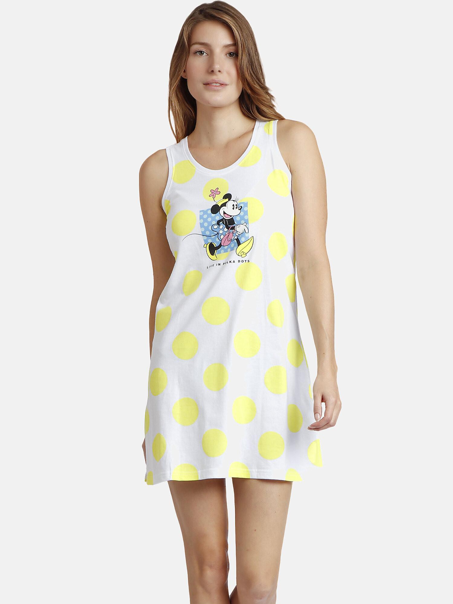 Ärmelloses Nachthemd Polka Dots Disney Damen Gelbgold L von Admas