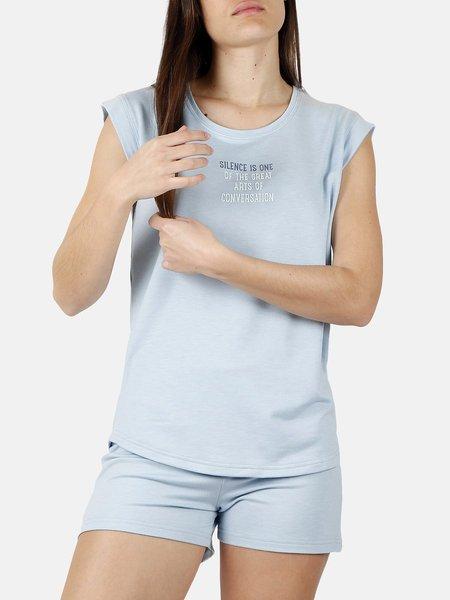 Pyjama Shorts T-shirt The Silence Damen Blau M von Admas