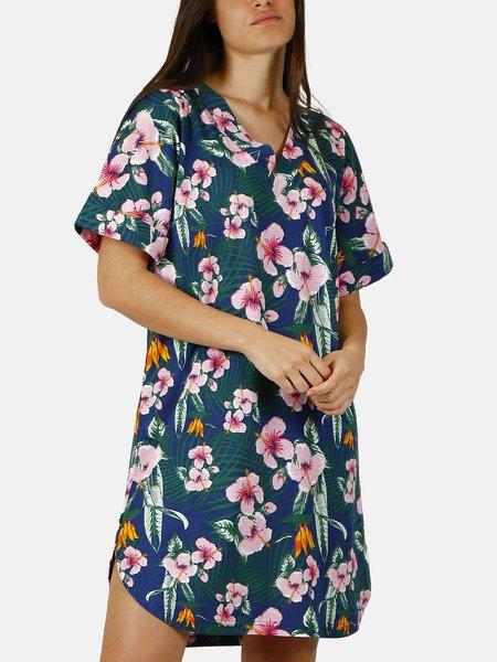 Strandkleid Mit Kurzen Ärmeln Hawaii Unisex Königsblau M von Admas