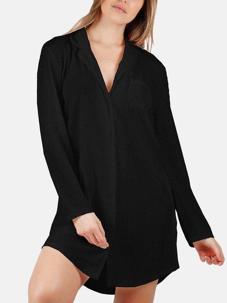 Nachthemd Mit Langen Ärmeln Elegant Stripes Damen Schwarz L von Admas