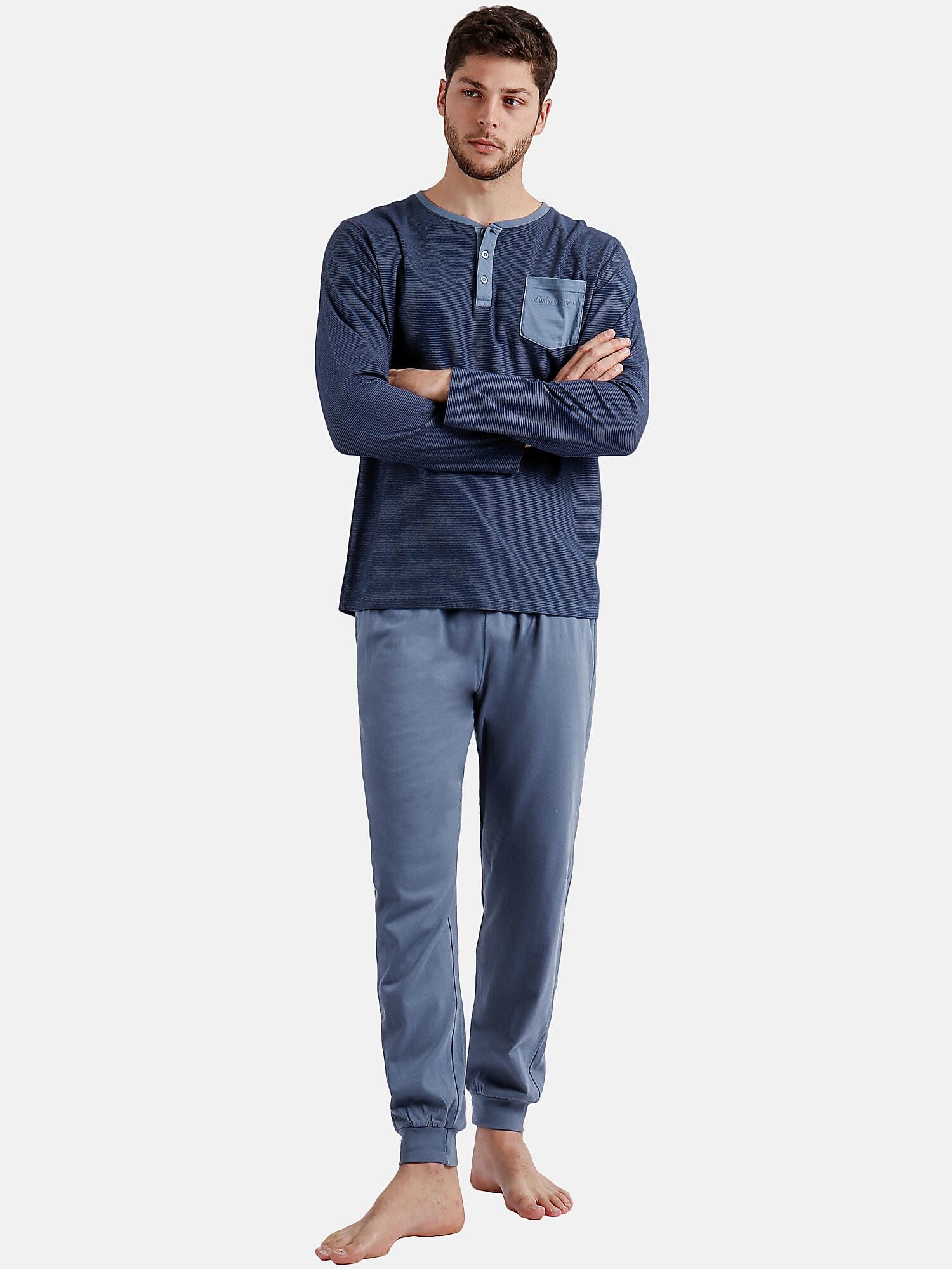 Pyjama Hausanzug Hose Und Oberteil Azure A Antonio Miro Herren Blau S von Admas