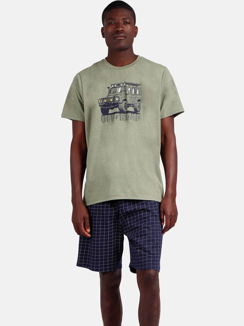 Pyjama Hausanzug Shorts T-shirt Road Herren Militärgrün M von Admas