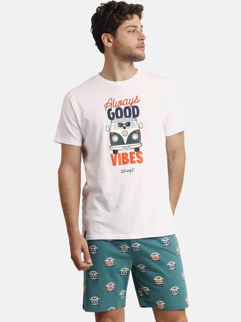 Pyjama Shorts T-shirt Furgo Mr Wonderful Herren Weiss L von Admas