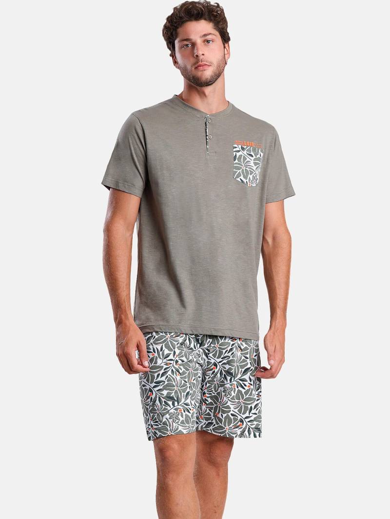 Pyjama Shorts T-shirt Plants Lois Herren Militärgrün M von Admas