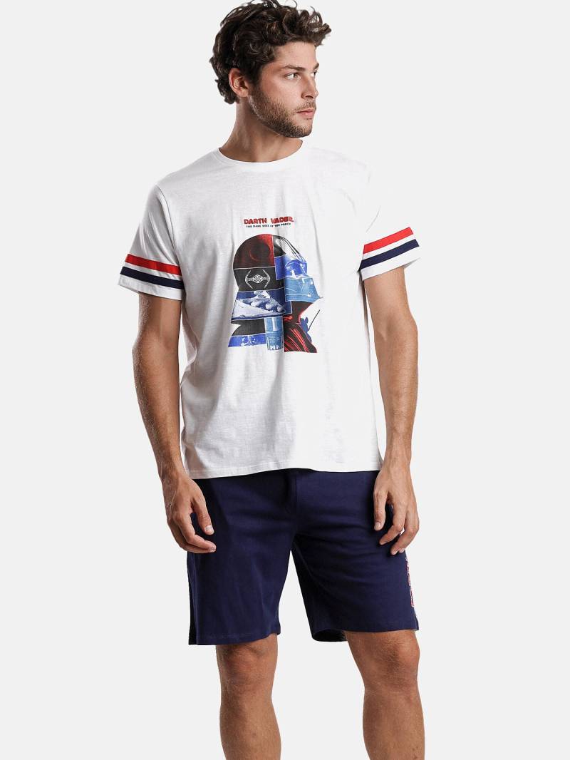 Pyjama Shorts T-shirt Vader Star Wars Herren Weiss L von Admas