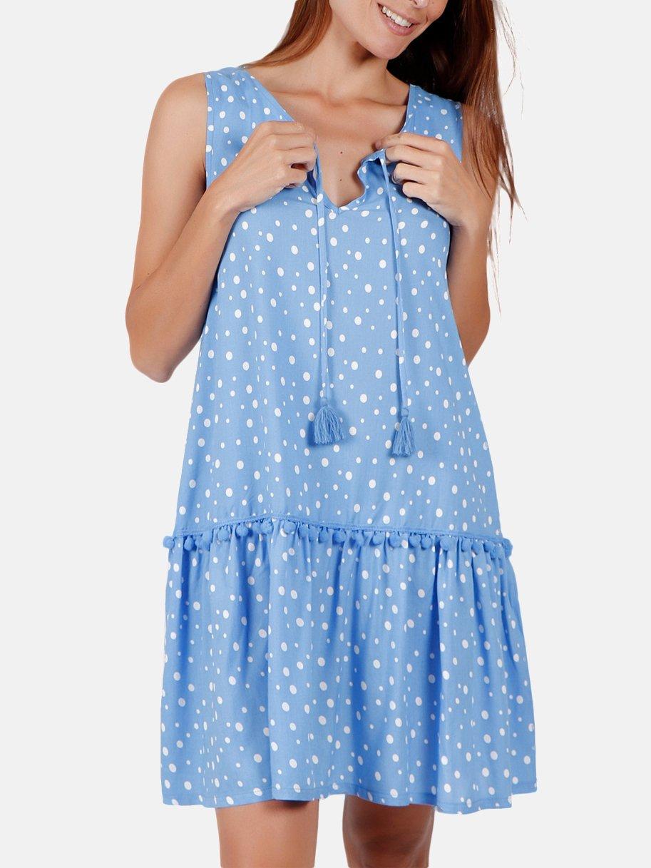 Ärmelloses Sommerkleid Small Irregular Dots Damen Blau XL von Admas