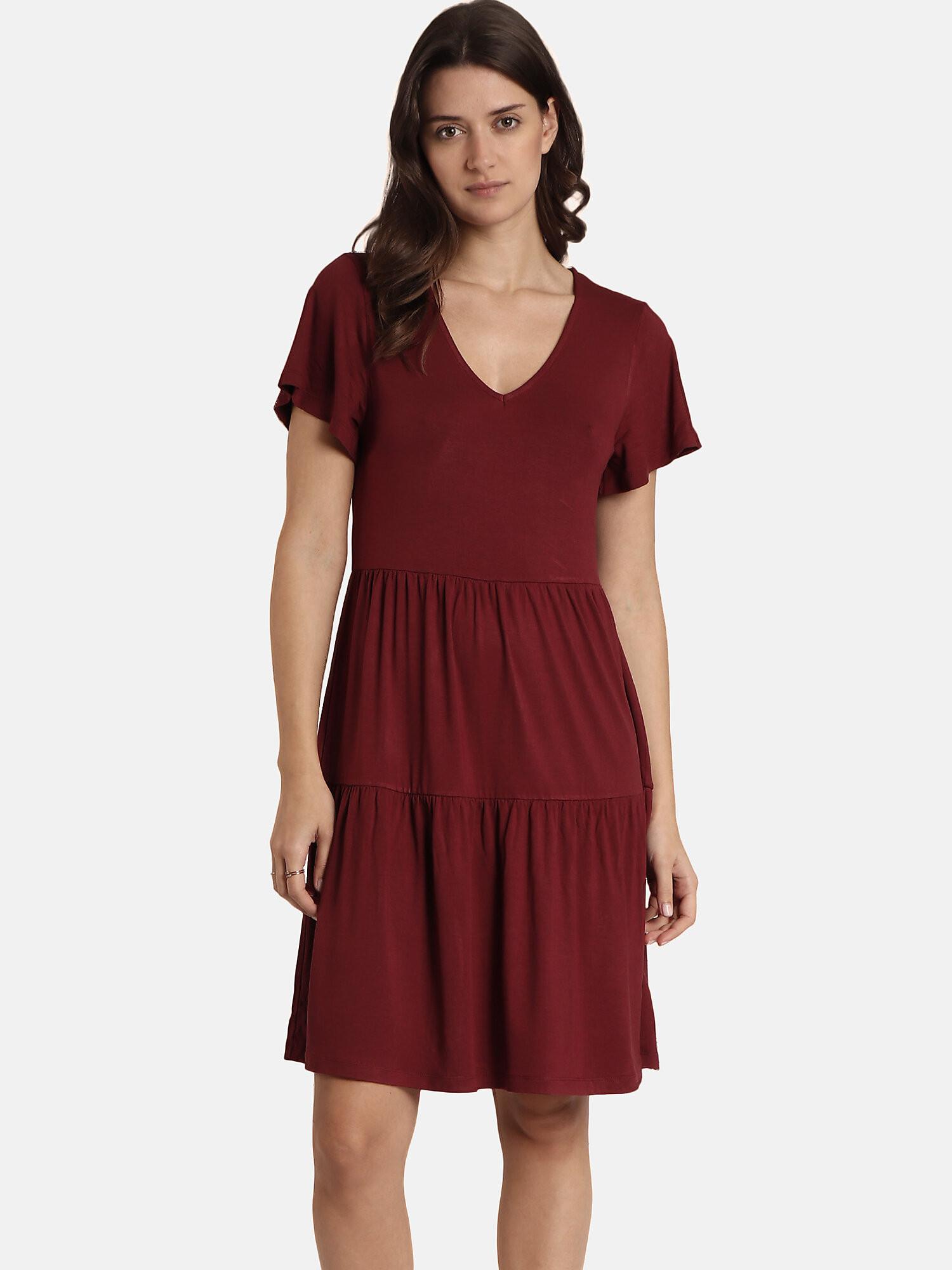 Sommerkleid Mit Kurzen Ärmeln Cute Unisex Bordeaux S von Admas