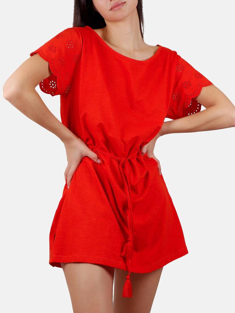 Sommerkleid Mit Kurzen Ärmeln Fleur D'eté Unisex Rot Bunt L von Admas