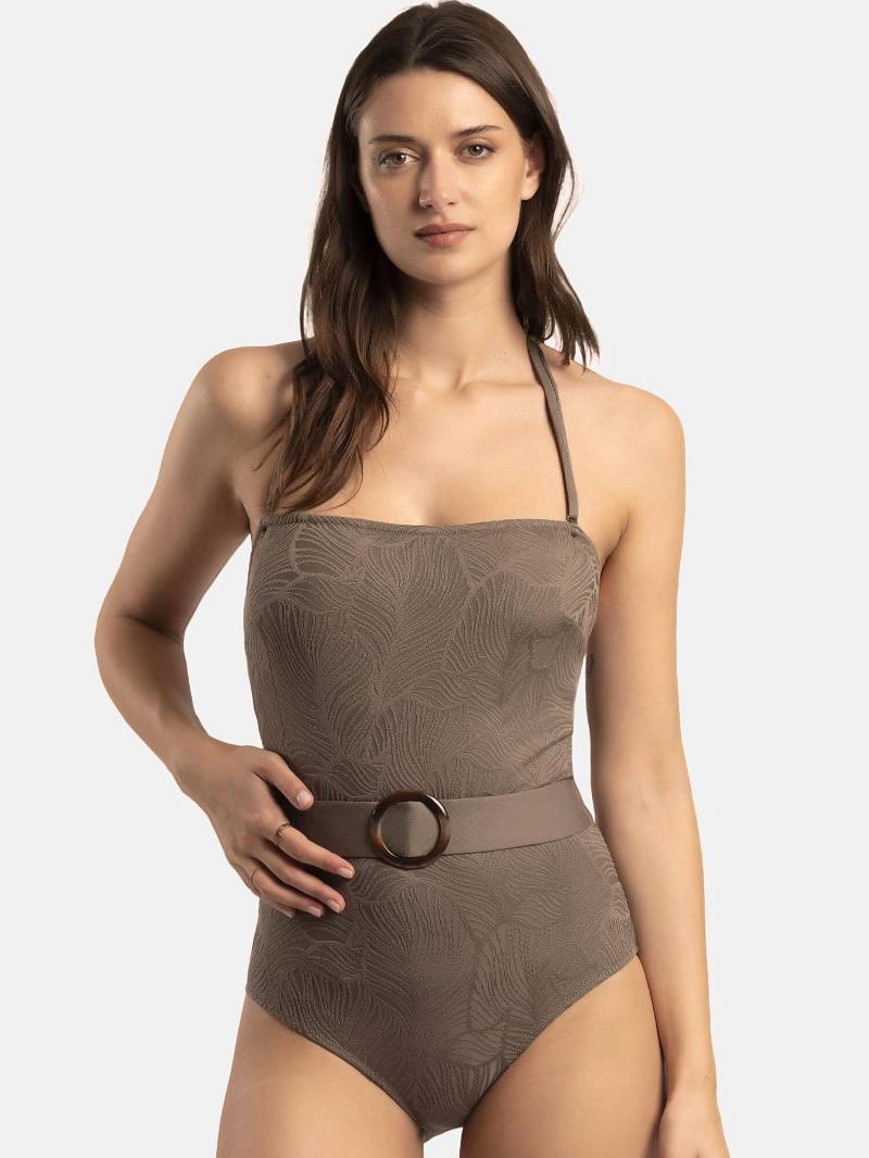 Vorgeformter Einteiliger Bustier-badeanzug Fresh Leaves Damen Militärgrün 44 von Admas