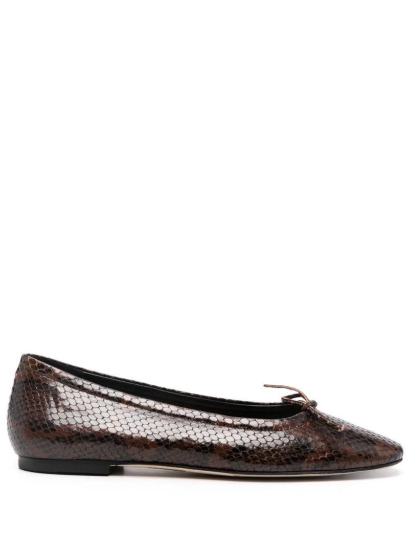 Aeyde Delfina snakeskin-effect ballerina shoes - Brown von Aeyde