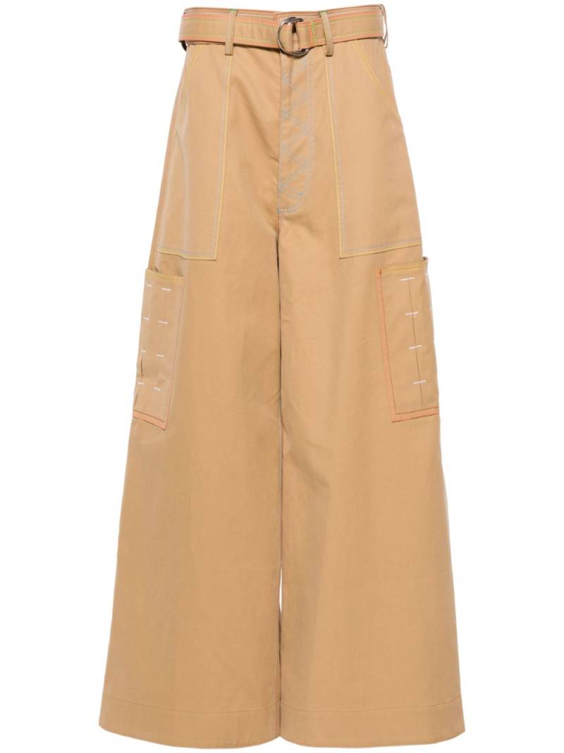 Agbobly contrast-stitching belted cargo trousers - Neutrals von Agbobly