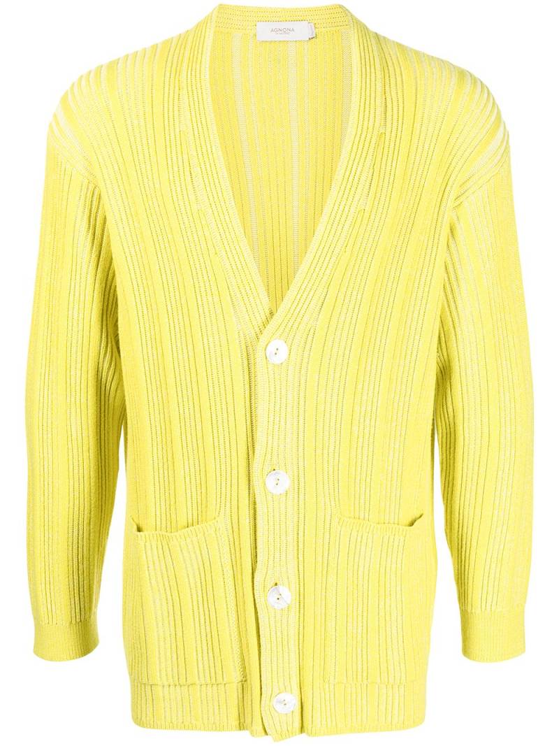 Agnona ribbed V-neck cardigan - Yellow von Agnona