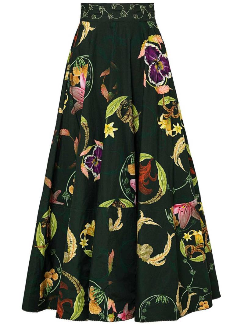 Agua By Agua Bendita Bergamota Marina floral-embroidery skirt - Green von Agua By Agua Bendita