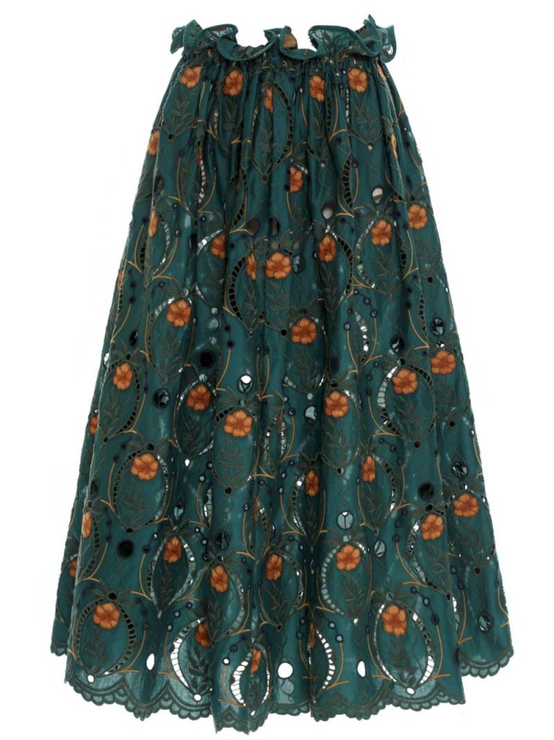 Agua By Agua Bendita Regina embroidered-design skirt - Green von Agua By Agua Bendita