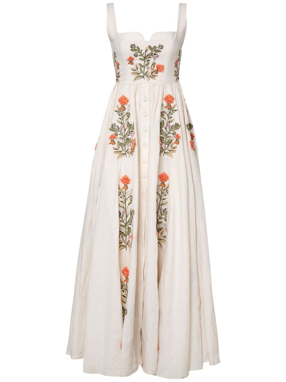 Agua By Agua Bendita floral-embroidered linen midi dress - White von Agua By Agua Bendita