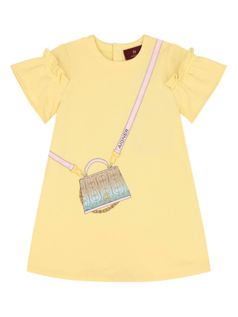 Aigner Kids Bag-print dress - Yellow von Aigner Kids