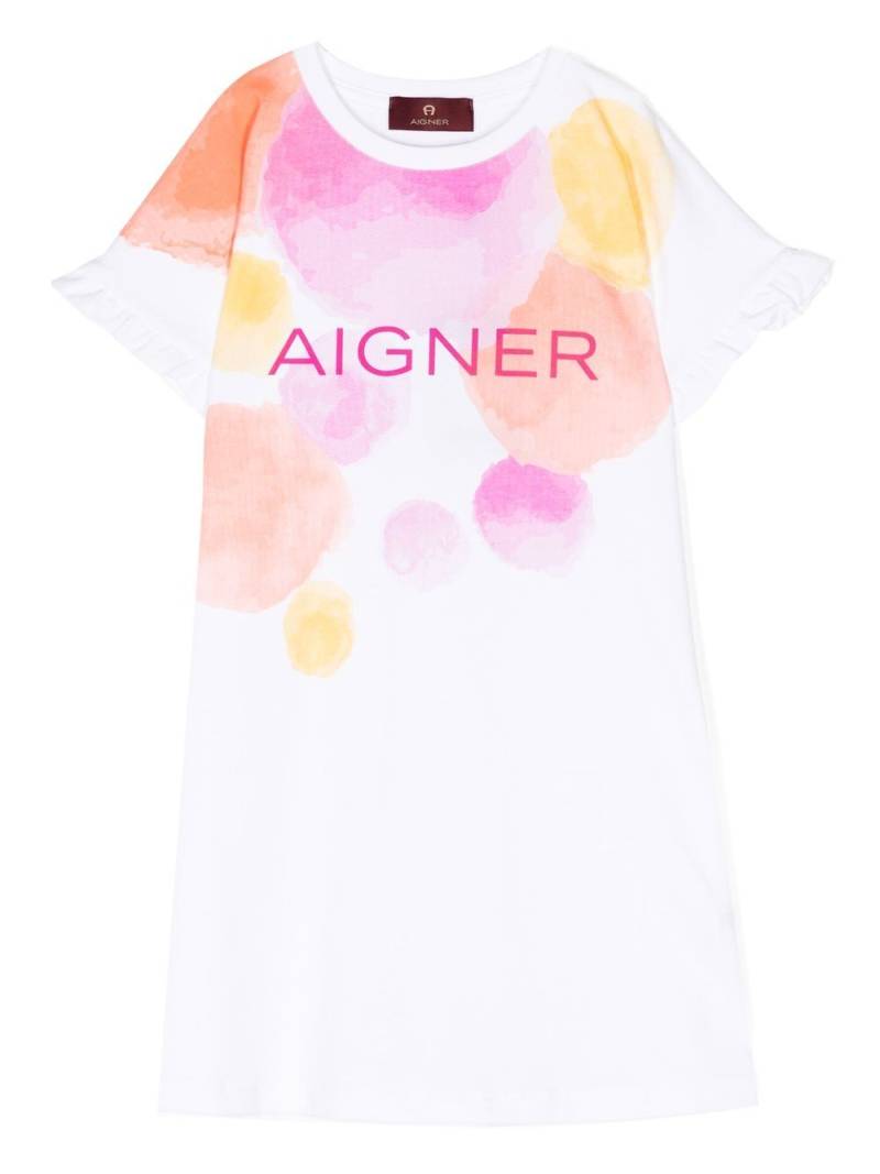 Aigner Kids abstract-print short-sleeved dress - White von Aigner Kids