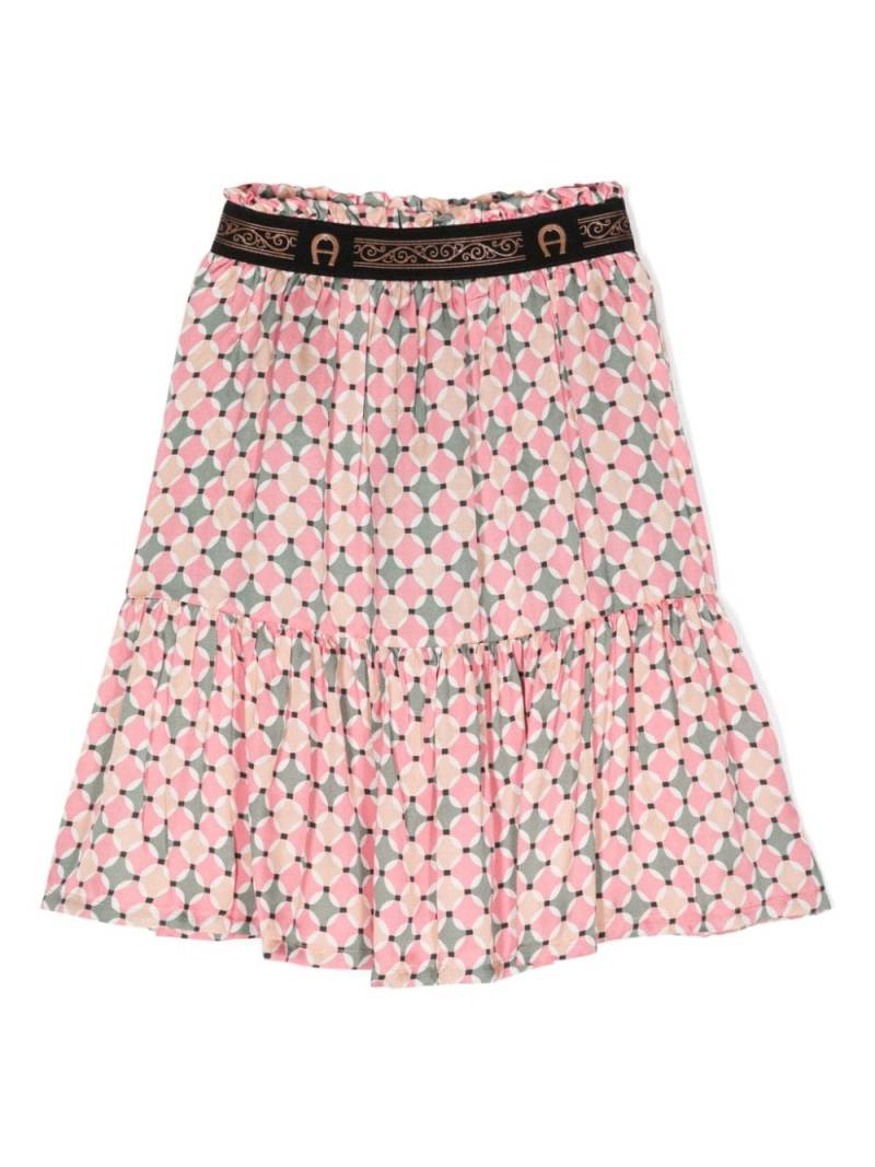 Aigner Kids geometric-print tiered skirt - Multicolour von Aigner Kids